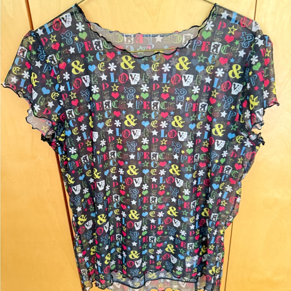 Terry Bicycle Sheer Mesh Black Multicolor Cycling Top